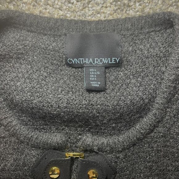 Cynthia Rowley Sweater Cardigan with Black and Gold Latch‎ Buttons Size L - Picture 4 of 11